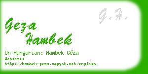 geza hambek business card